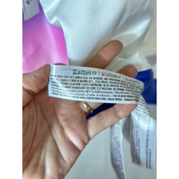 Disney World NWT White Rainbow Tie Dye Satin Bomber Windbreaker Jacket Size XL - Picture 10 of 14